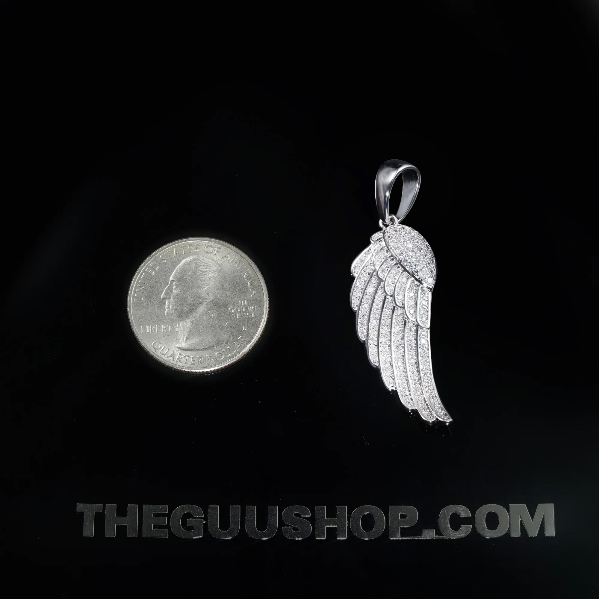 Two-tone 15mm Iced Yellow Gold-Plated CZ Feather Cuban Link Pendant