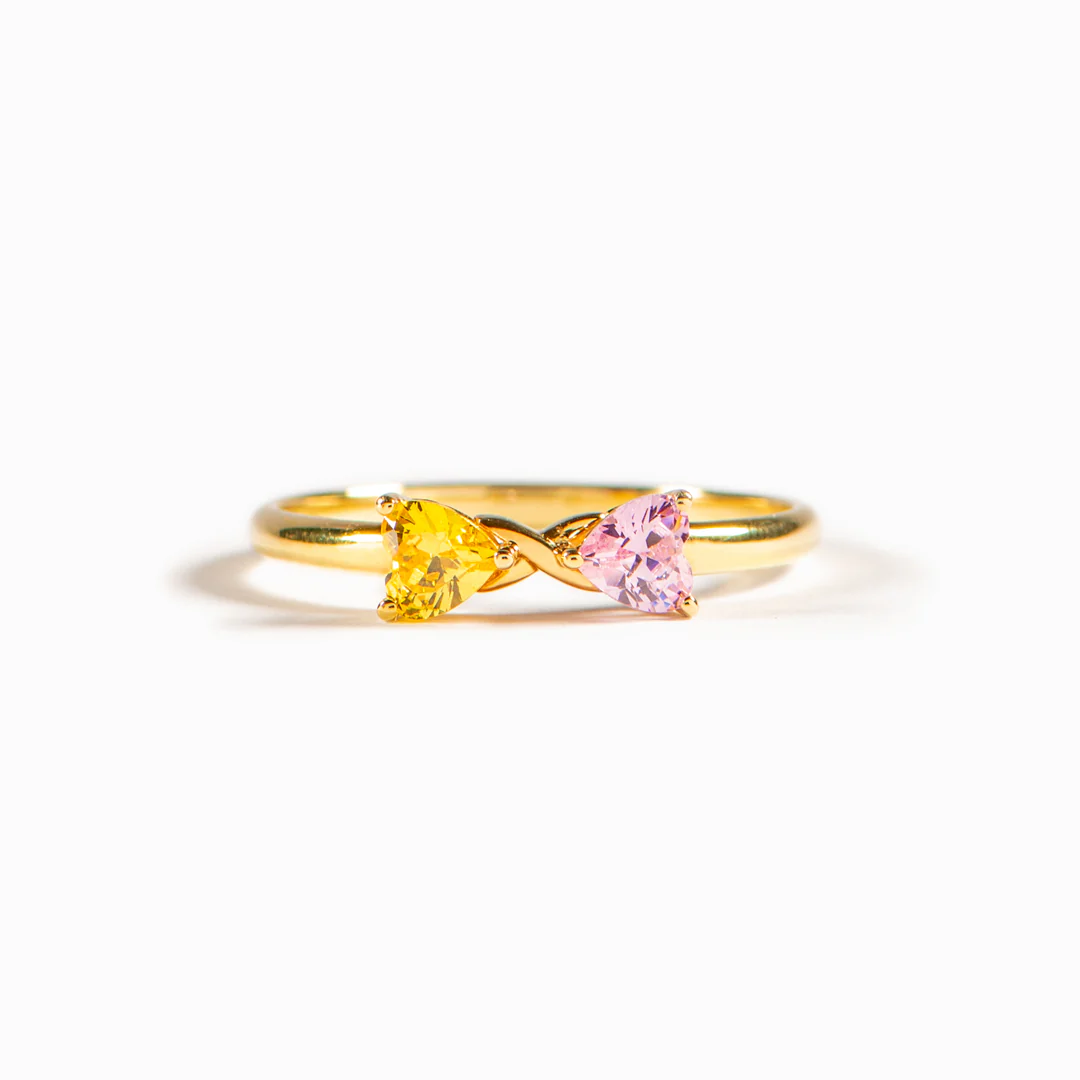 Two Heart Birthstone Ring