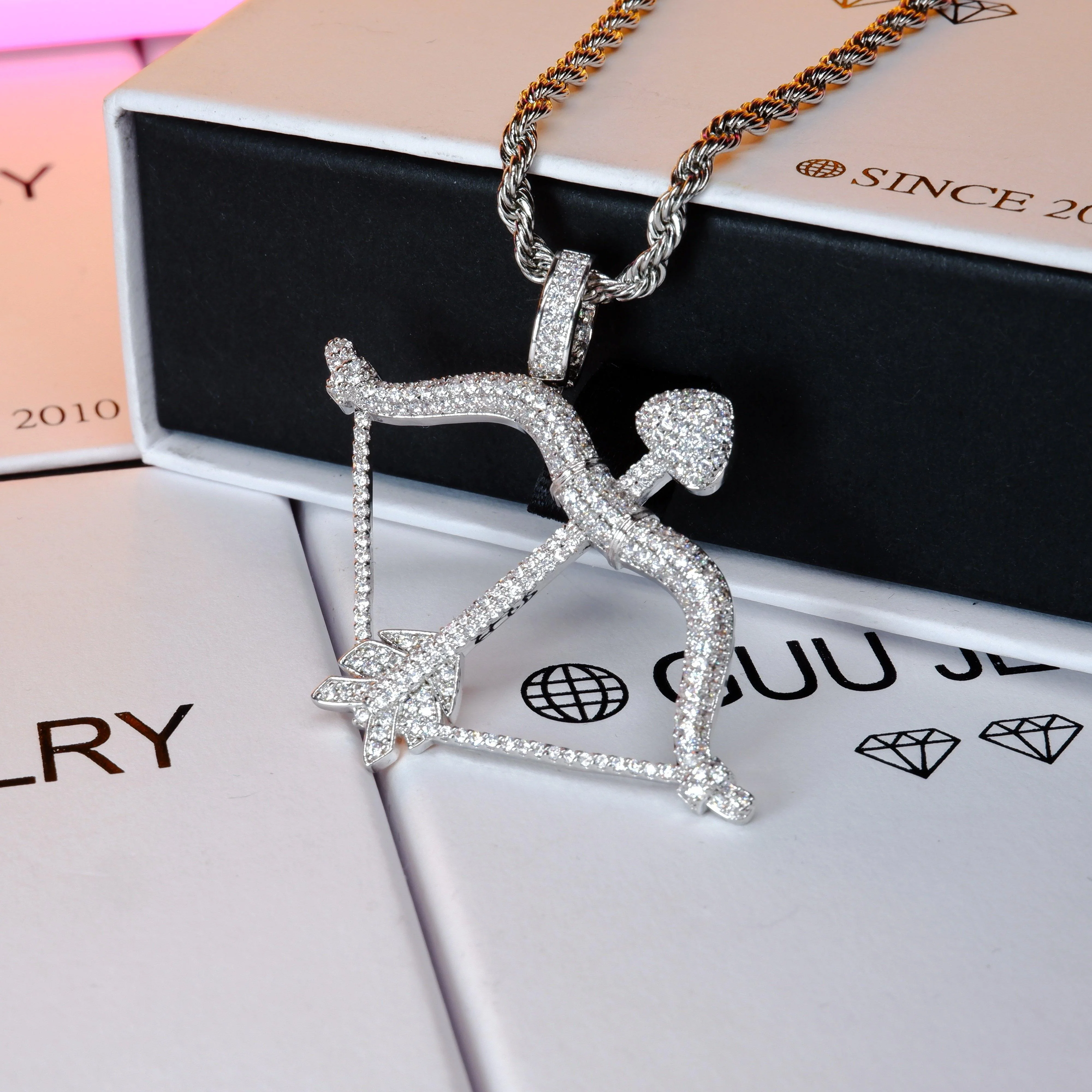 Iced 18K Gold-Plated Micro-inlay AAA CZ Cupid Arrow Necklace