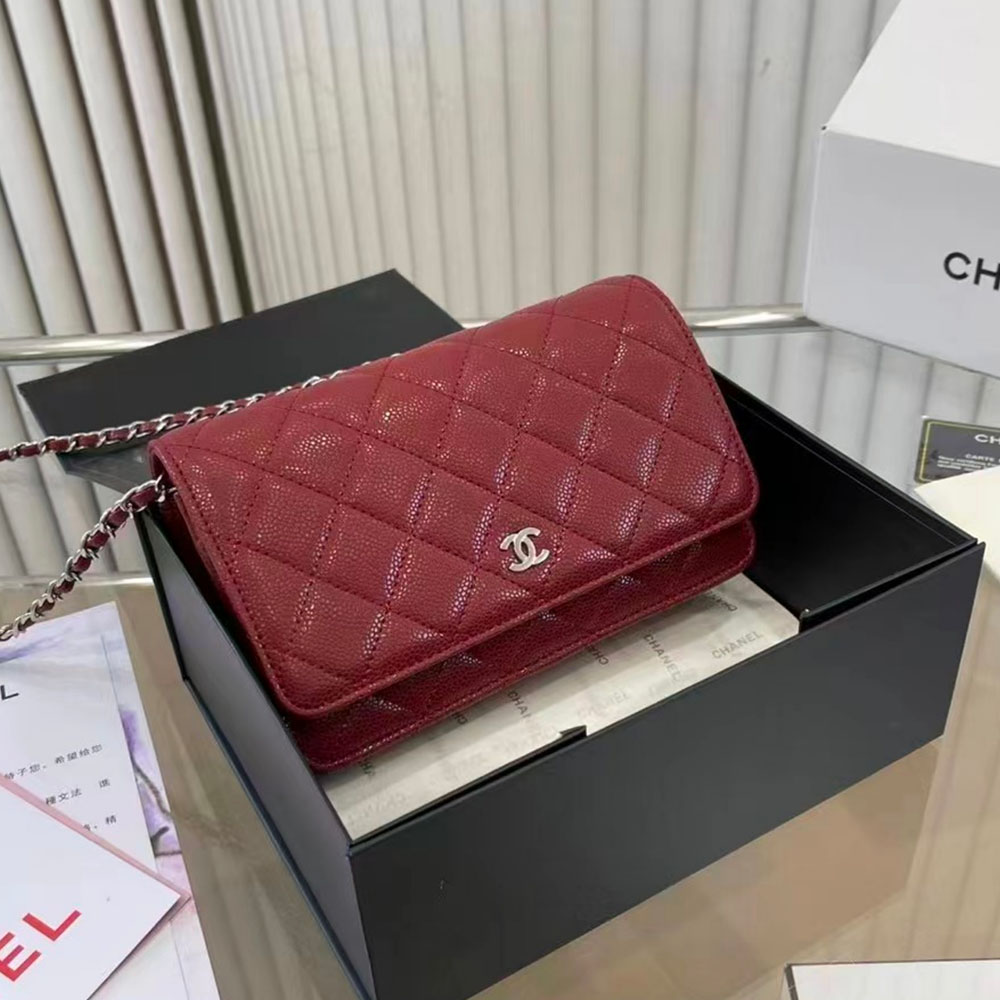 Chanel  WOC Quilted Caviar Bag-Wine Red