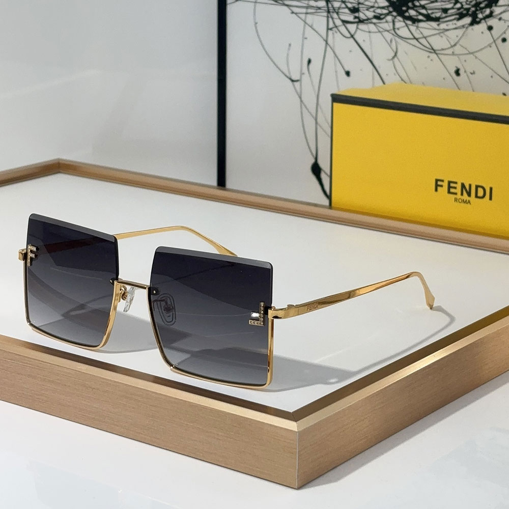 Fendi  Half Frame Thin Metal Frame Sunglasses Top quality