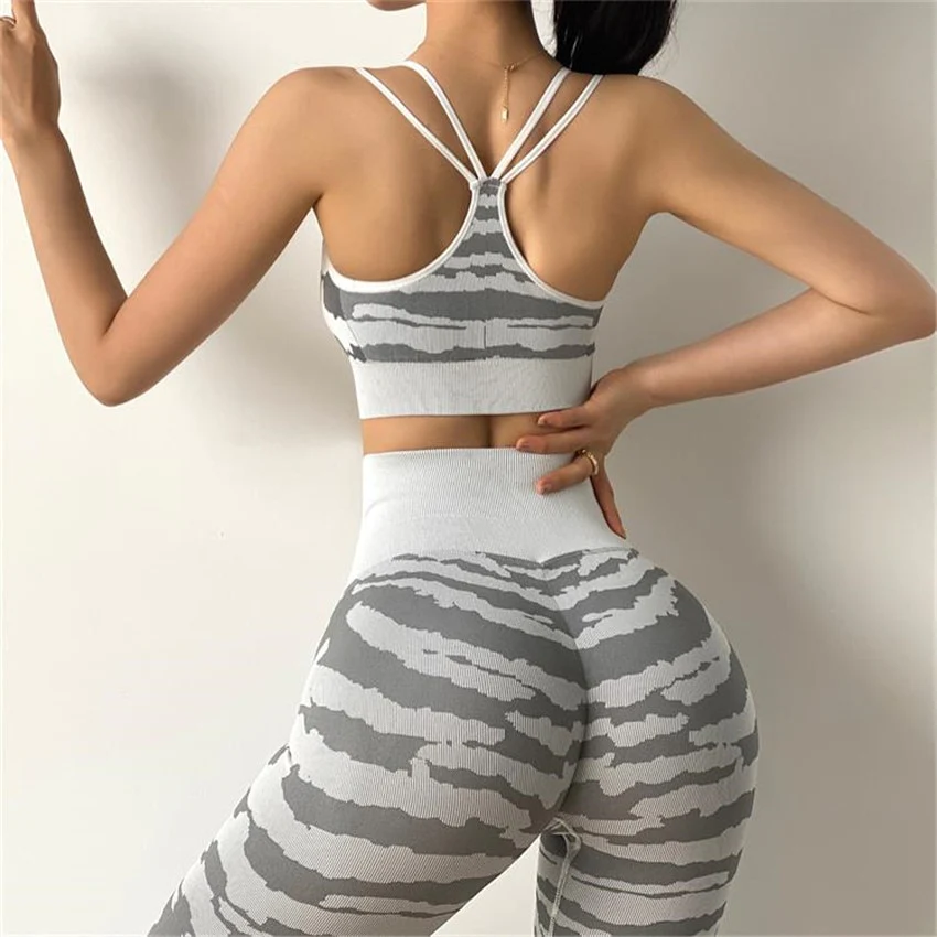 Tiger Seamless Female Yoga Sets Sportswear Tracksuit