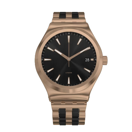 S WATCH Automatic mechanical movement, 30-meter water resistance, men's watch, Swiss watch, 42mm black dial, stainless steel case and strap