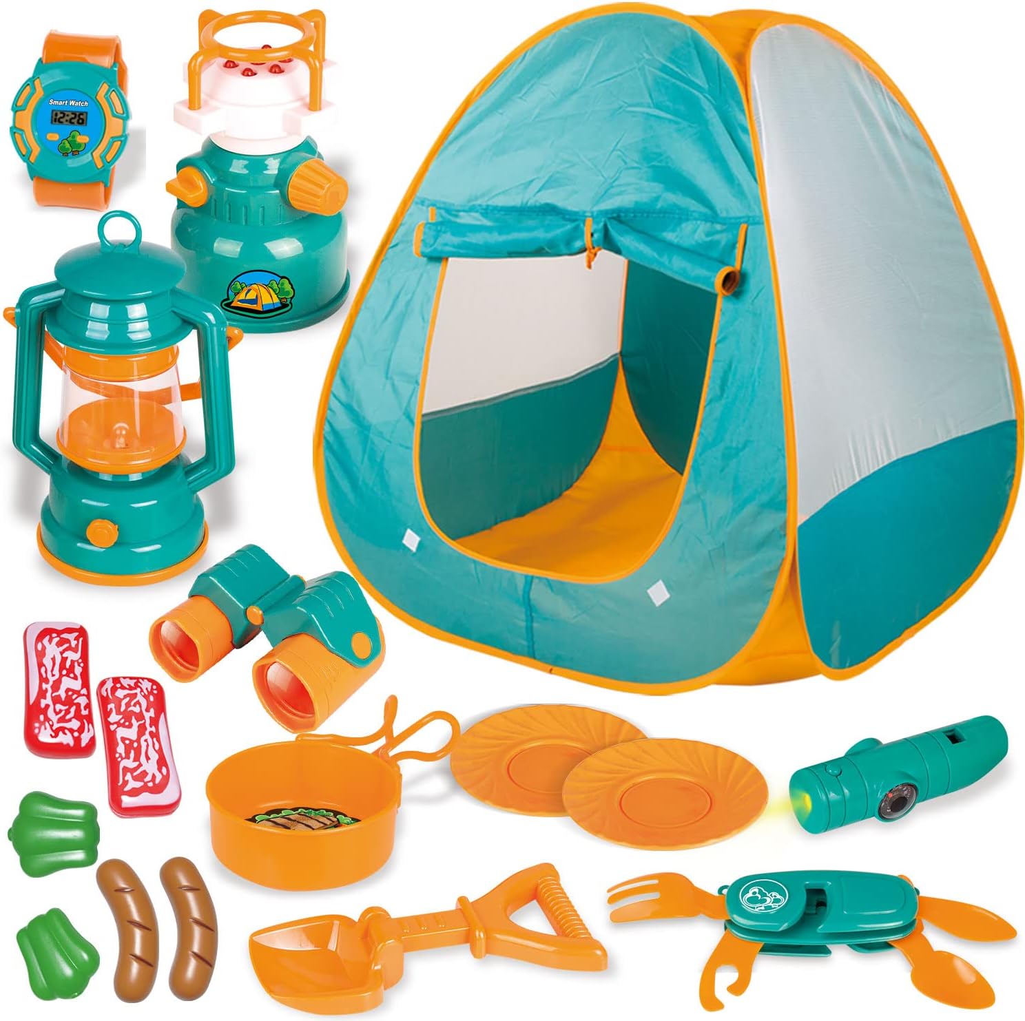 Kids Camping Gear Set, Kids Play Tent Outdoor Toys Camping Tools Set