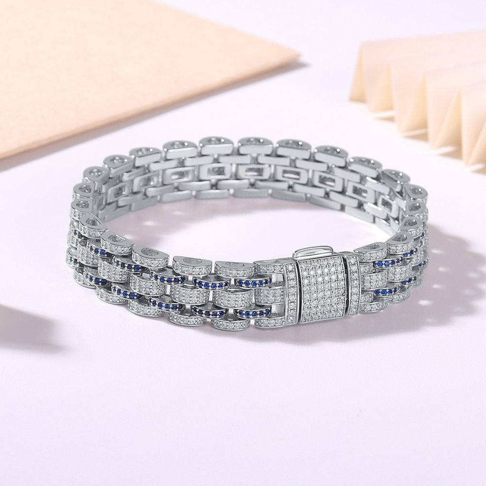 Urban Spark: Sterling Silver 925 Lab - Created Moissanite Full Pave Bracelet