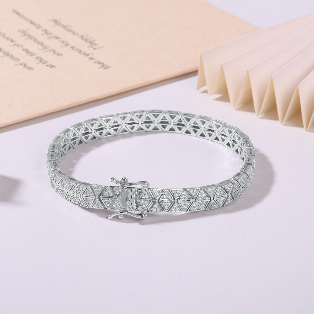 Hip Hop Gleam: Sterling Silver 925 Lab - Created Moissanite Chain Bracelet