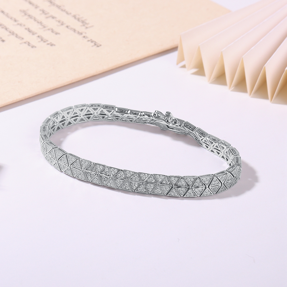 Hip Hop Gleam: Sterling Silver 925 Lab - Created Moissanite Chain Bracelet