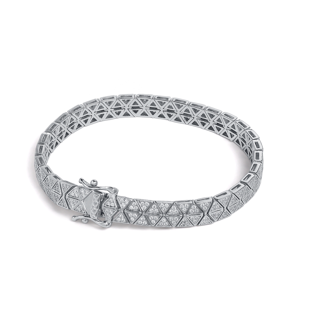 Hip Hop Gleam: Sterling Silver 925 Lab - Created Moissanite Chain Bracelet