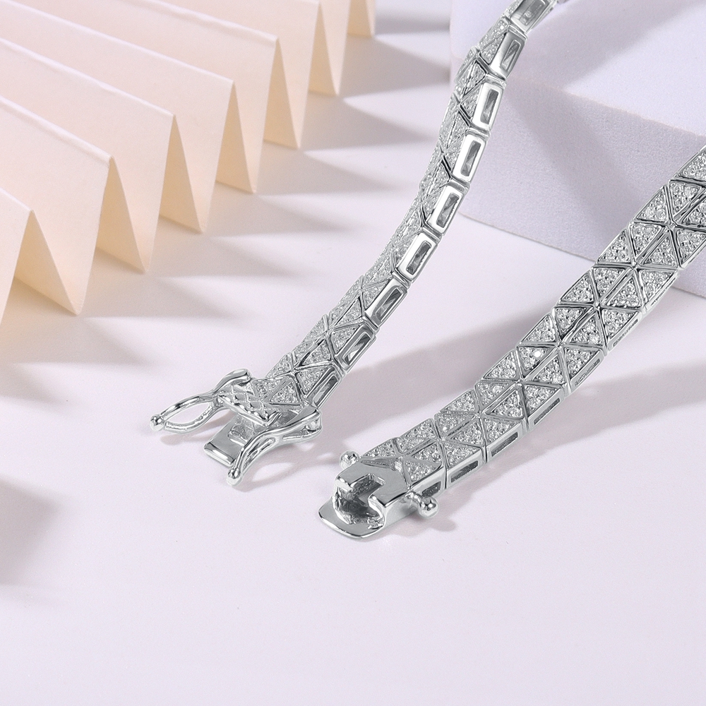 Hip Hop Gleam: Sterling Silver 925 Lab - Created Moissanite Chain Bracelet