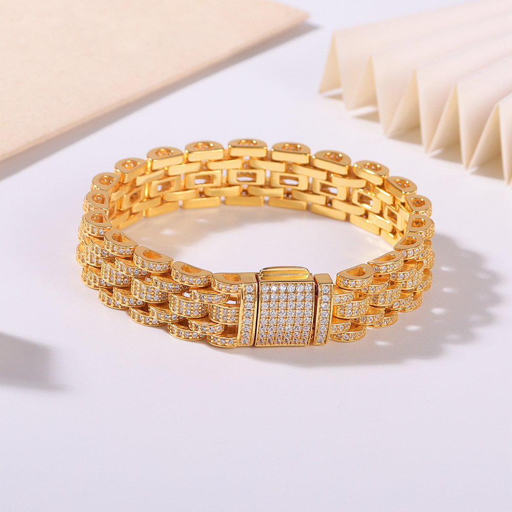 Urban Spark: Sterling Silver 925 Lab - Created Moissanite Full Pave Bracelet