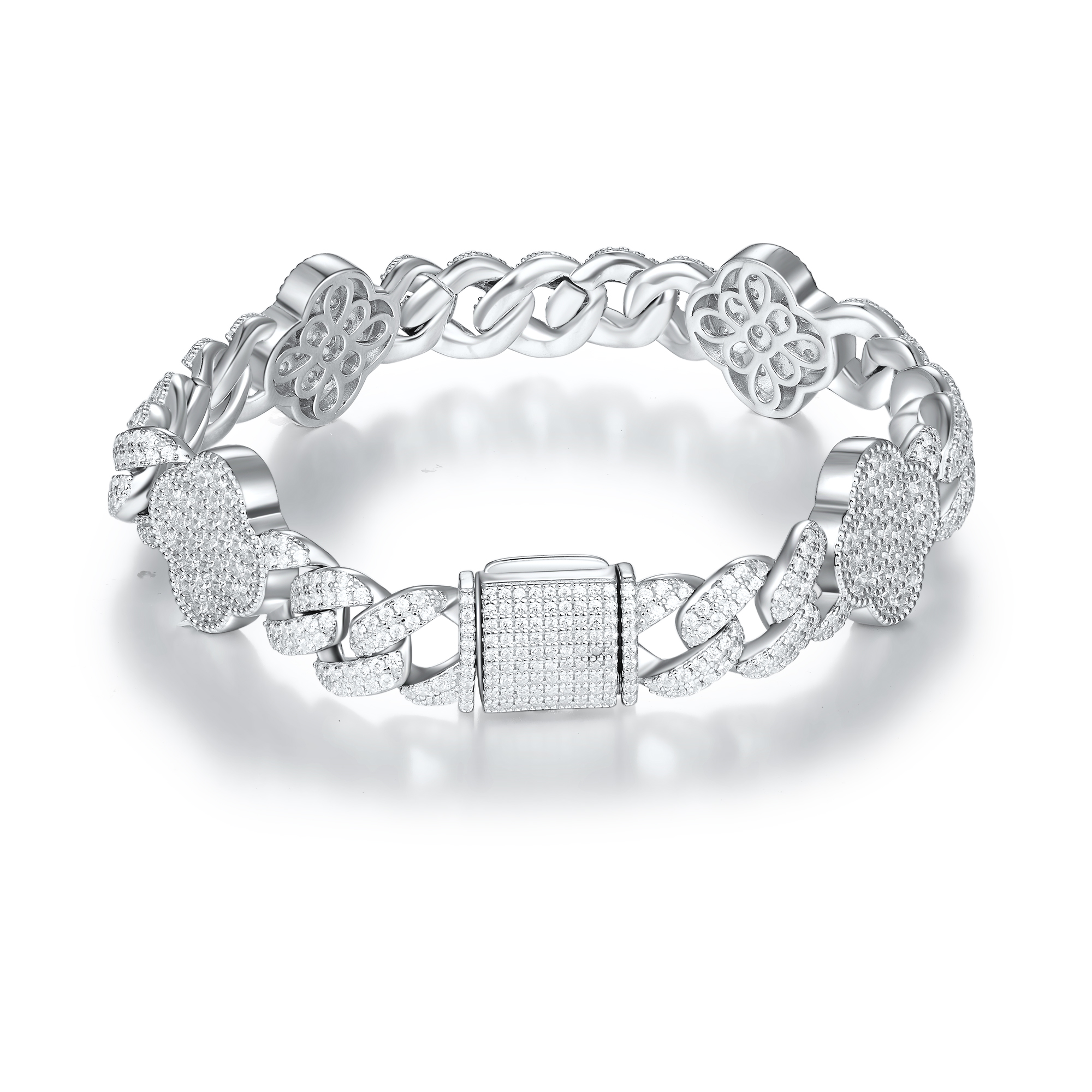 Drip & Shine: 925 Sterling Silver Lab-Created Moissanite Ice Pave Chain Bracelet