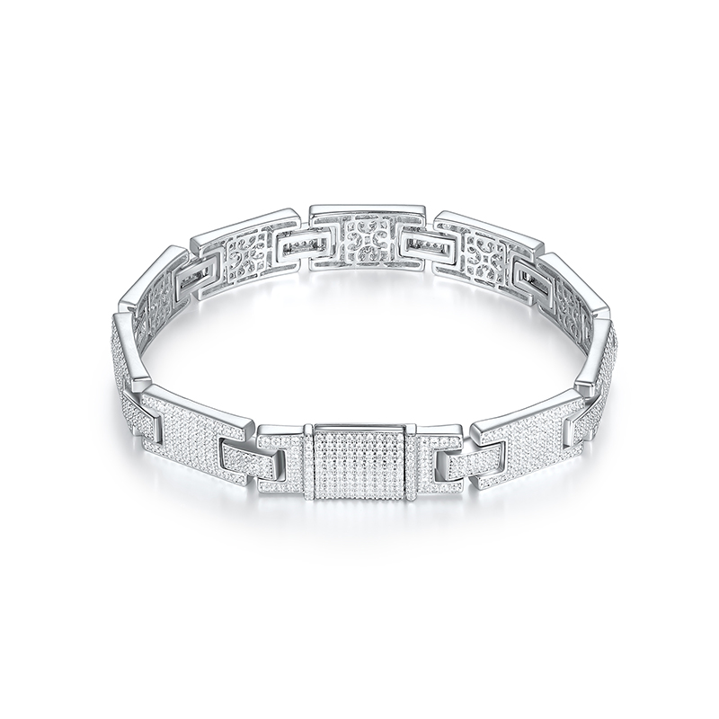 Vibe Glow: Hip Hop Sterling Silver 925 Lab-Created Moissanite Street Style Bracelet