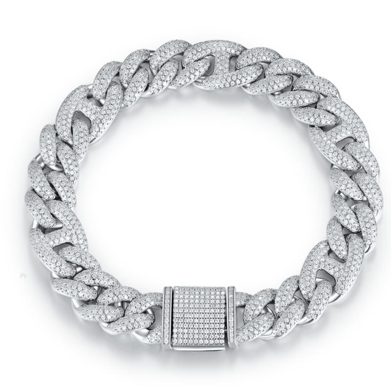Hip Hop Frost: Sterling Silver 925 Lab-Created Moissanite Spark Bracelet