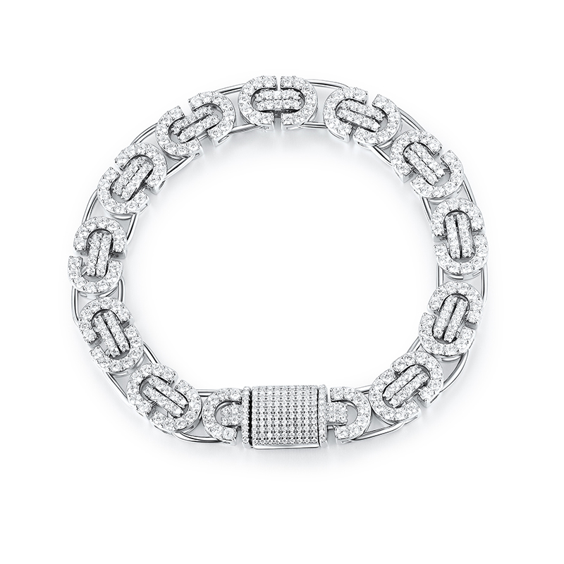 Swagger Shine: Sterling Silver Lab-Created Moissanite Link Bracelet
