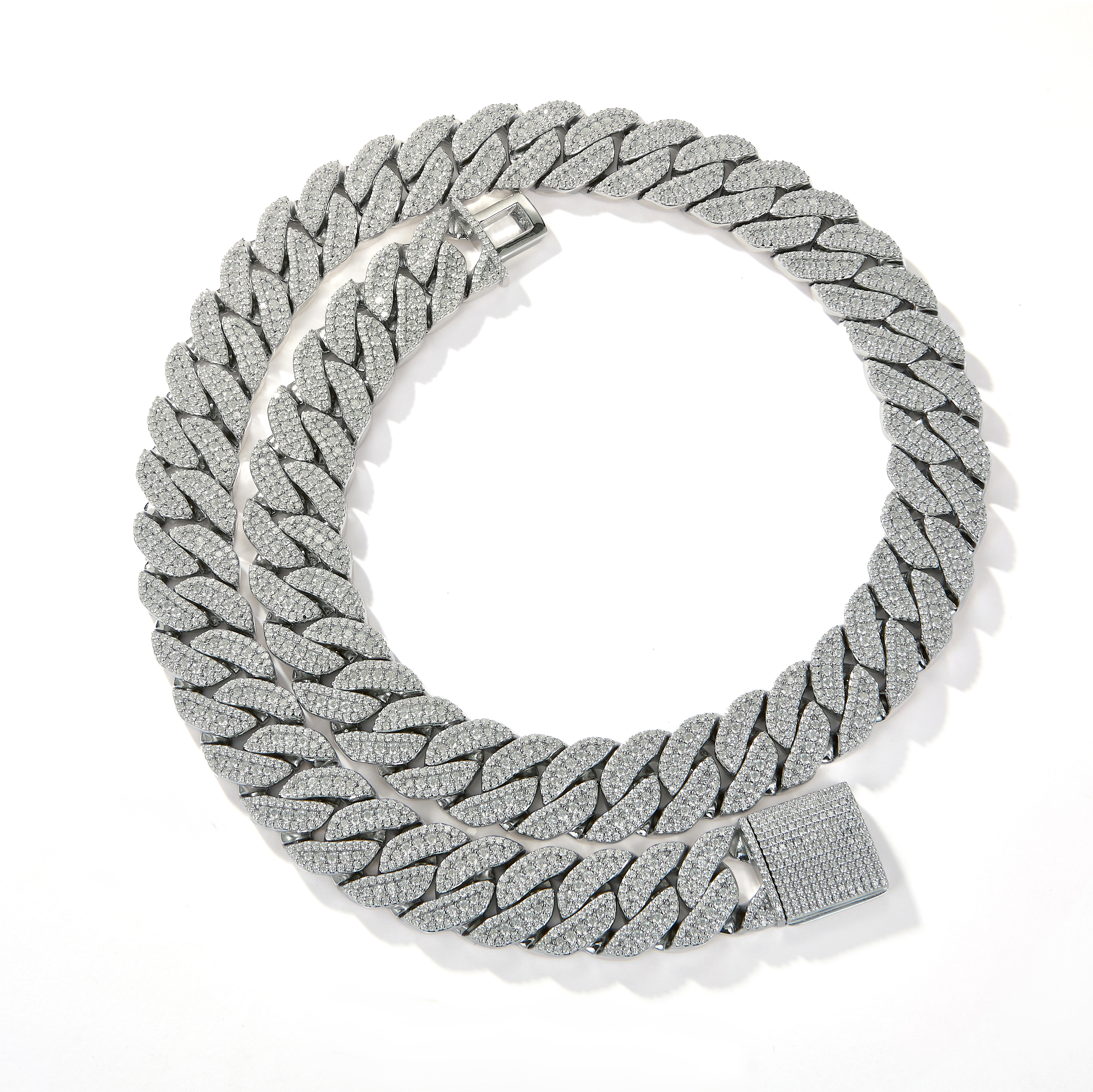 925 Sterling Silver Iced - Out Cuban Link Moissanite Hip - Hop Chain