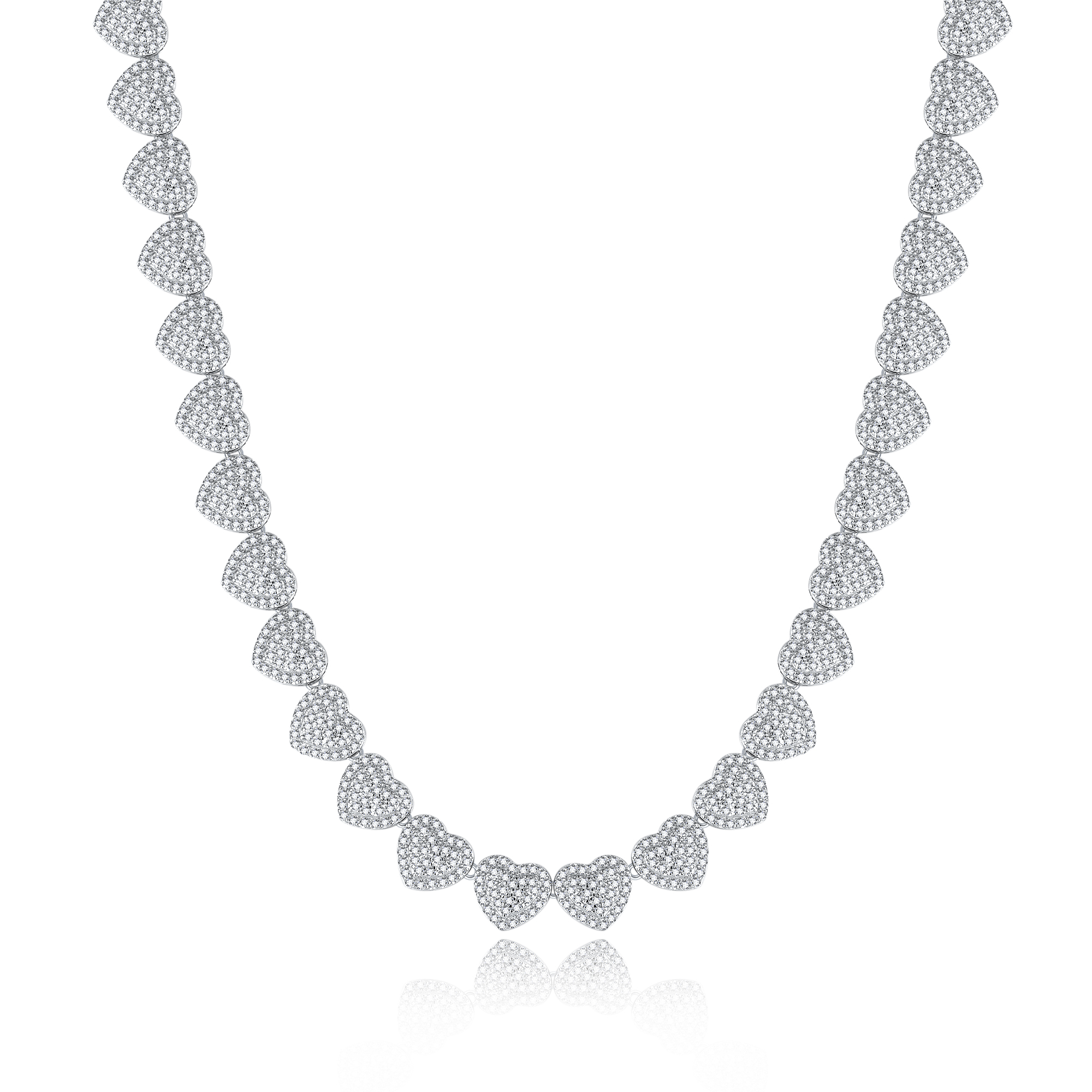 925 Silver Hip - Hop Heart Necklace | Iced Moissanite, Pave - Set Design