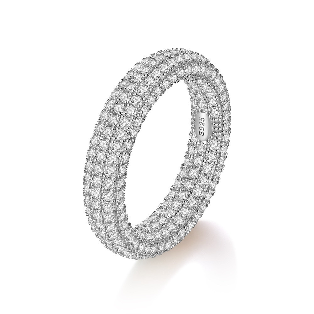 925 Silver Bling - Loaded Moissanite Wrap Hip - Hop Band