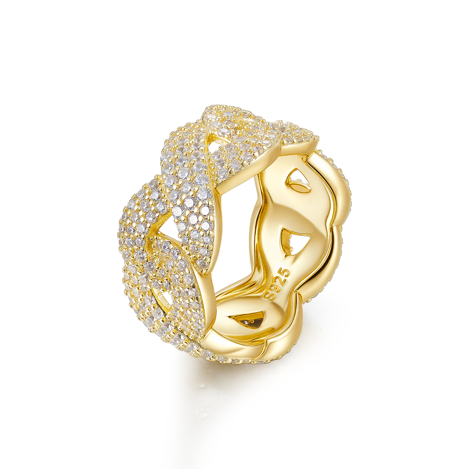 Woven 925 Silver Iced - Out Moissanite Hip - Hop Bling Ring