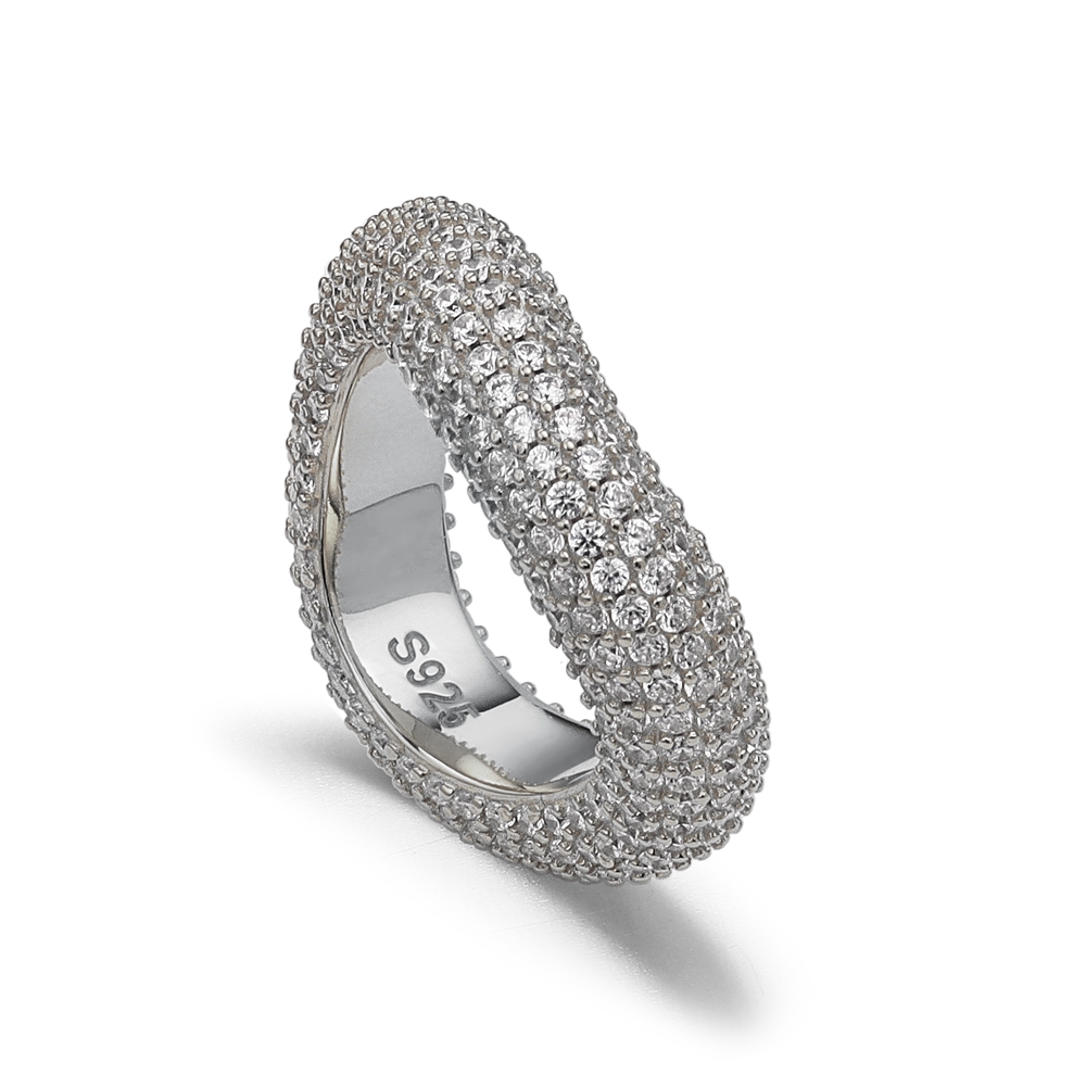 925 Silver Iced - Out Moissanite Braided Hip - Hop Bling Ring