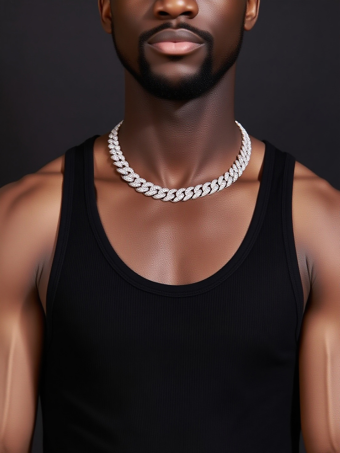 925 Sterling Silver Bling - Heavy Cuban Link Moissanite Swag Necklace