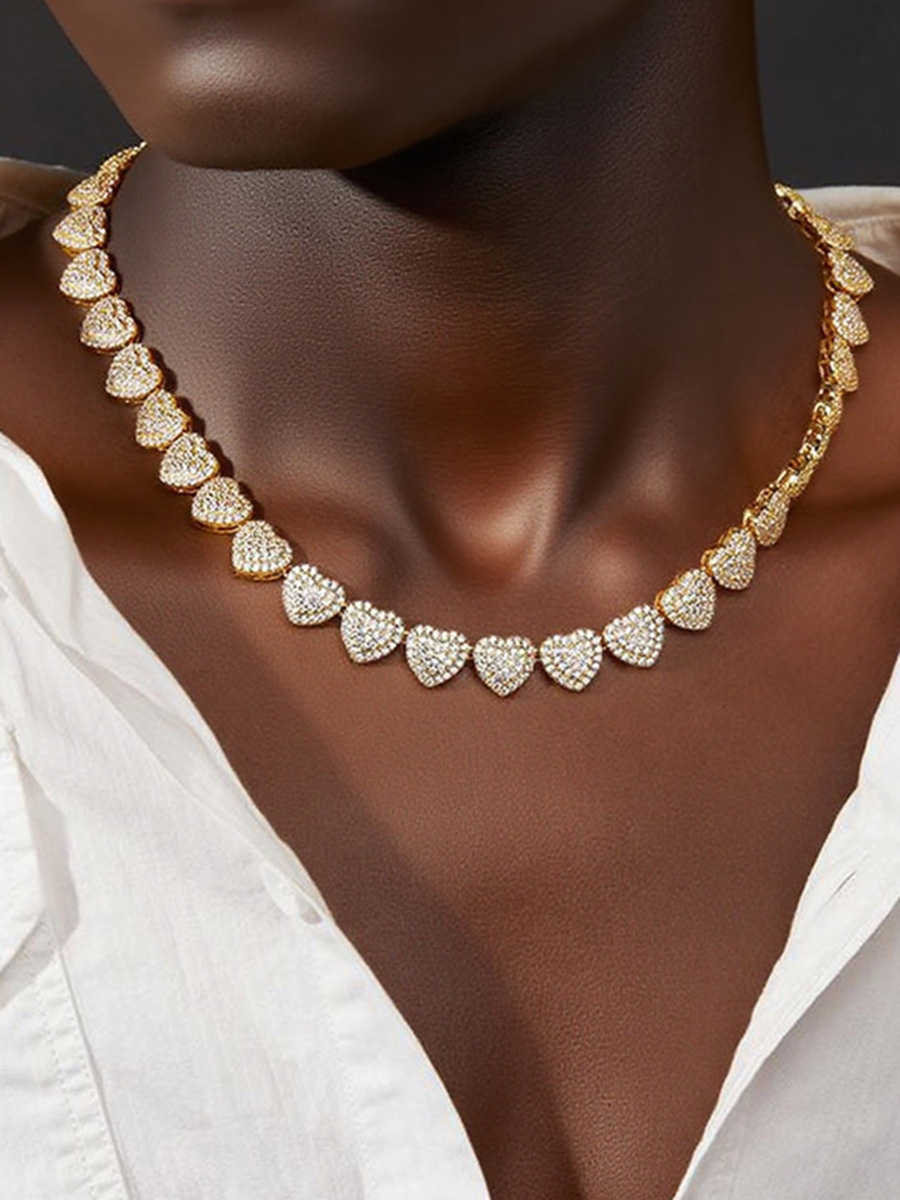 925 Silver Hip - Hop Heart Necklace | Iced Moissanite, Pave - Set Design