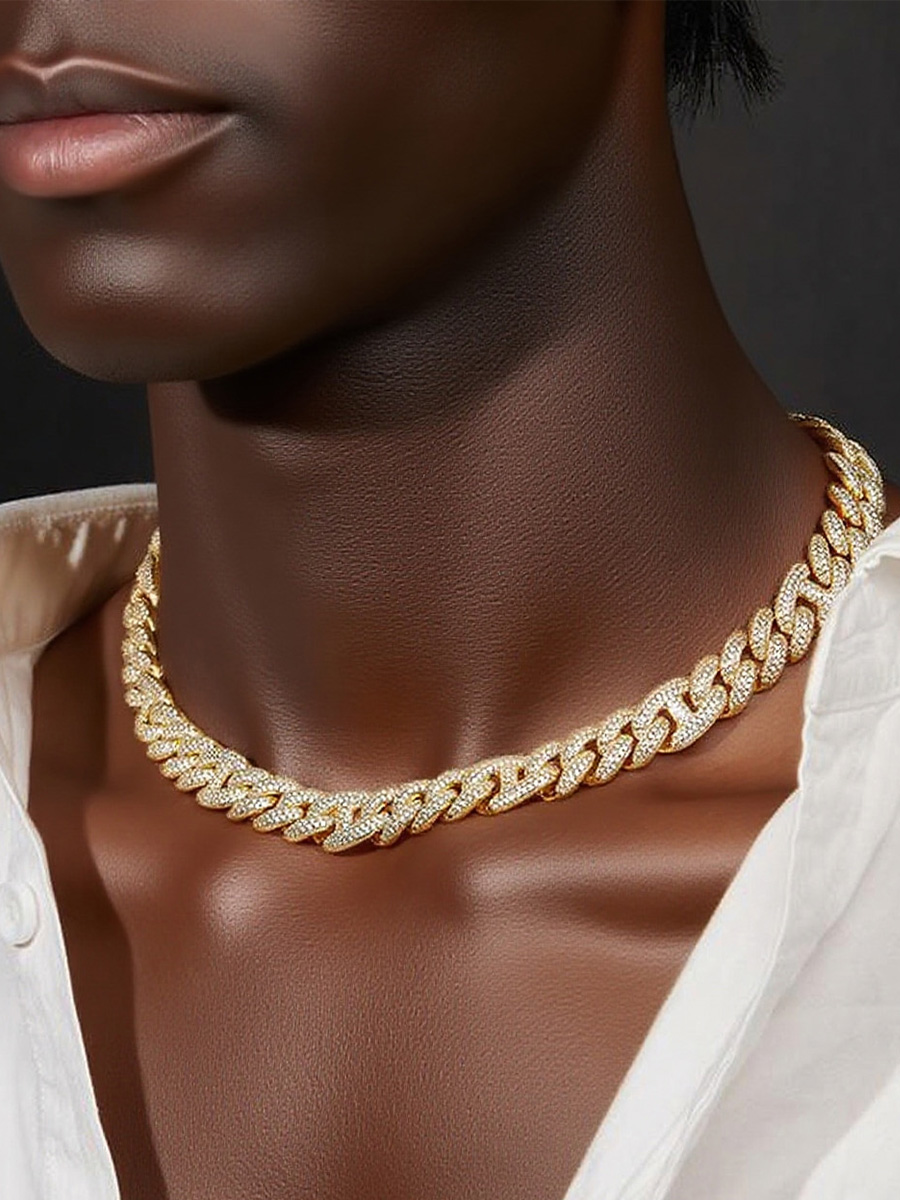 925 Sterling Silver Pave - Set Cuban Link Moissanite Street - Style Hip - Hop Chain