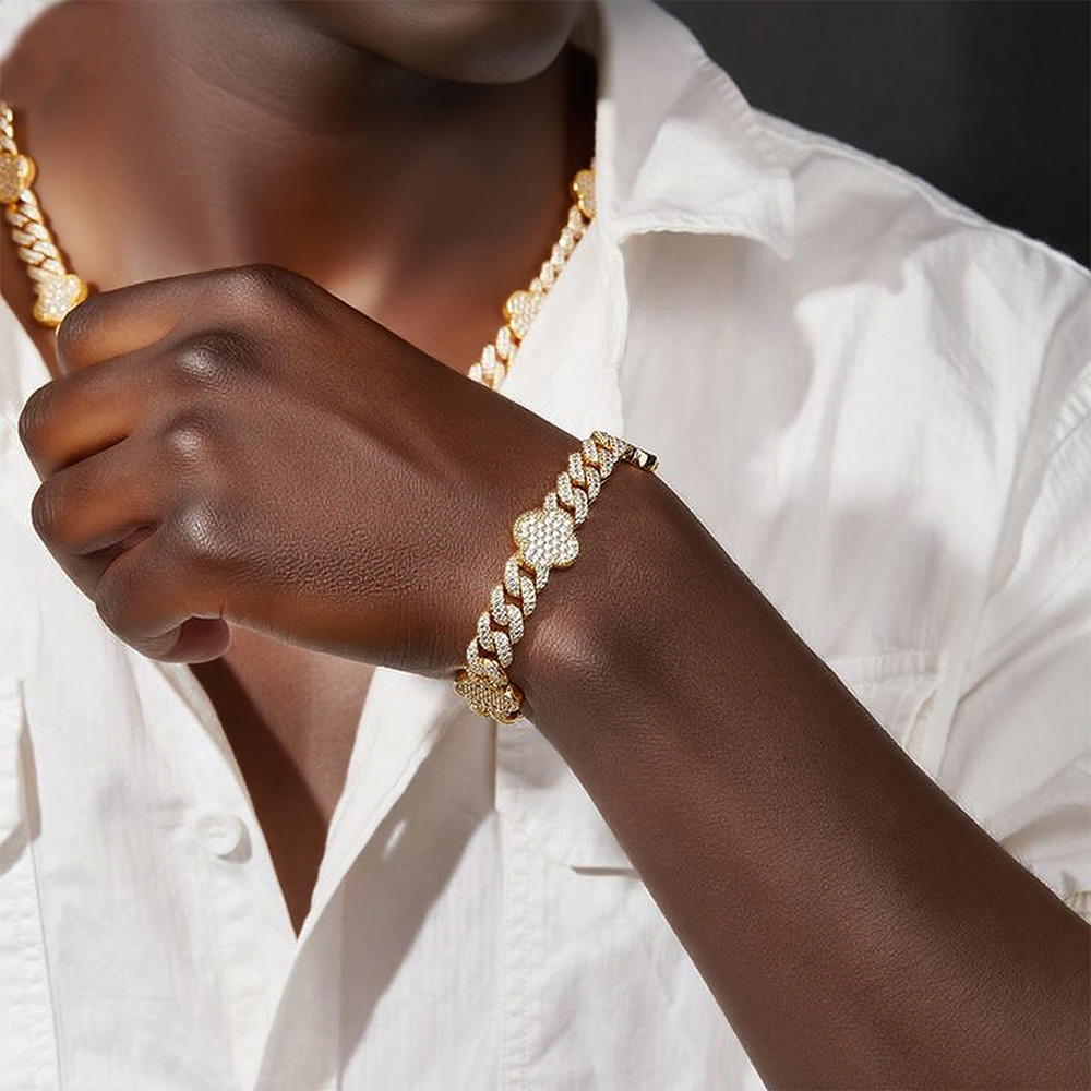 Drip & Shine: 925 Sterling Silver Lab-Created Moissanite Ice Pave Chain Bracelet