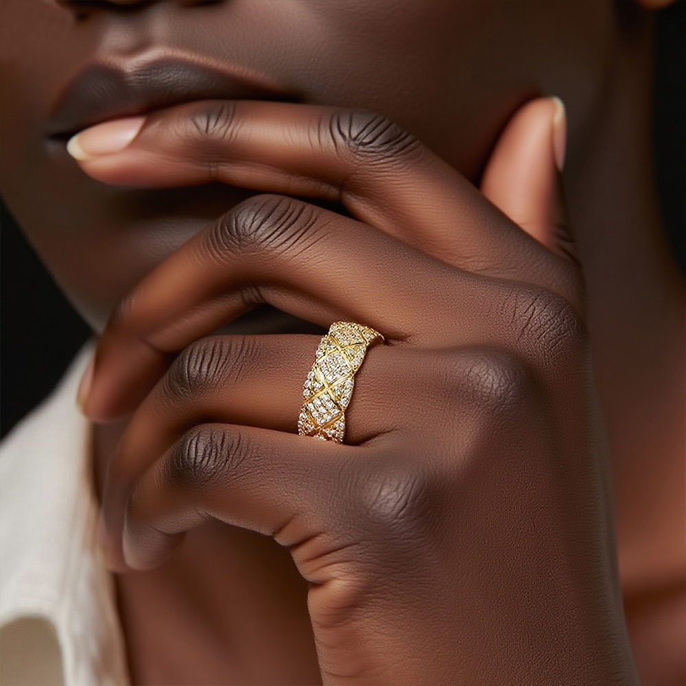 Streetwear Moissanite Cluster 925 Silver Hip - Hop Ring