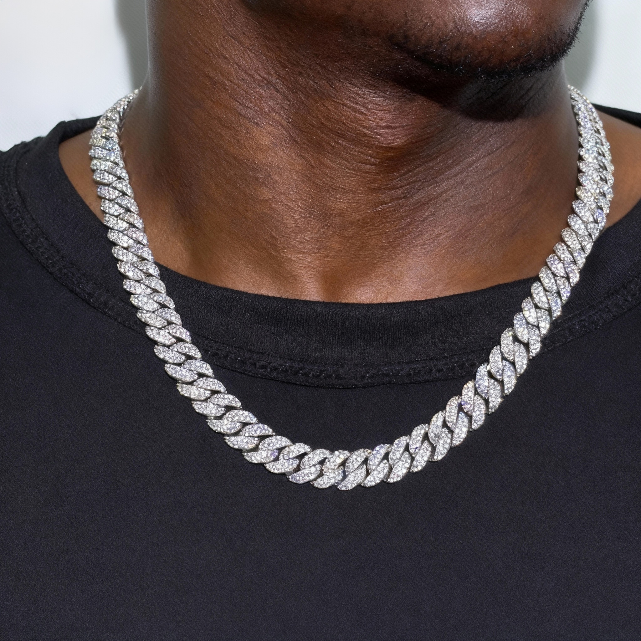 10mm Sterling Silver 2 Rows VVS Moissanite Full Mirco Setting 20