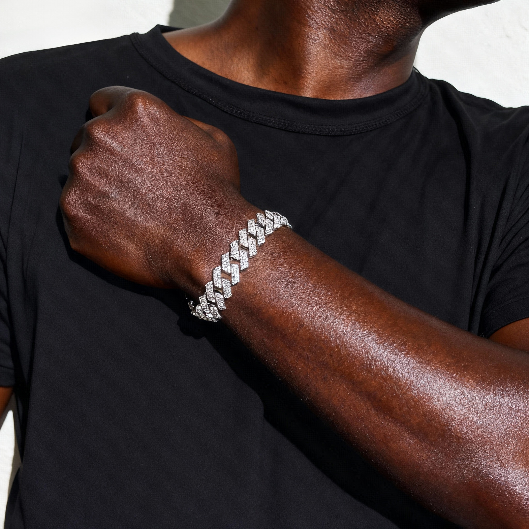 14mm Sterling Silver 3 Rows VVS Moissanite Full Mirco Setting 8