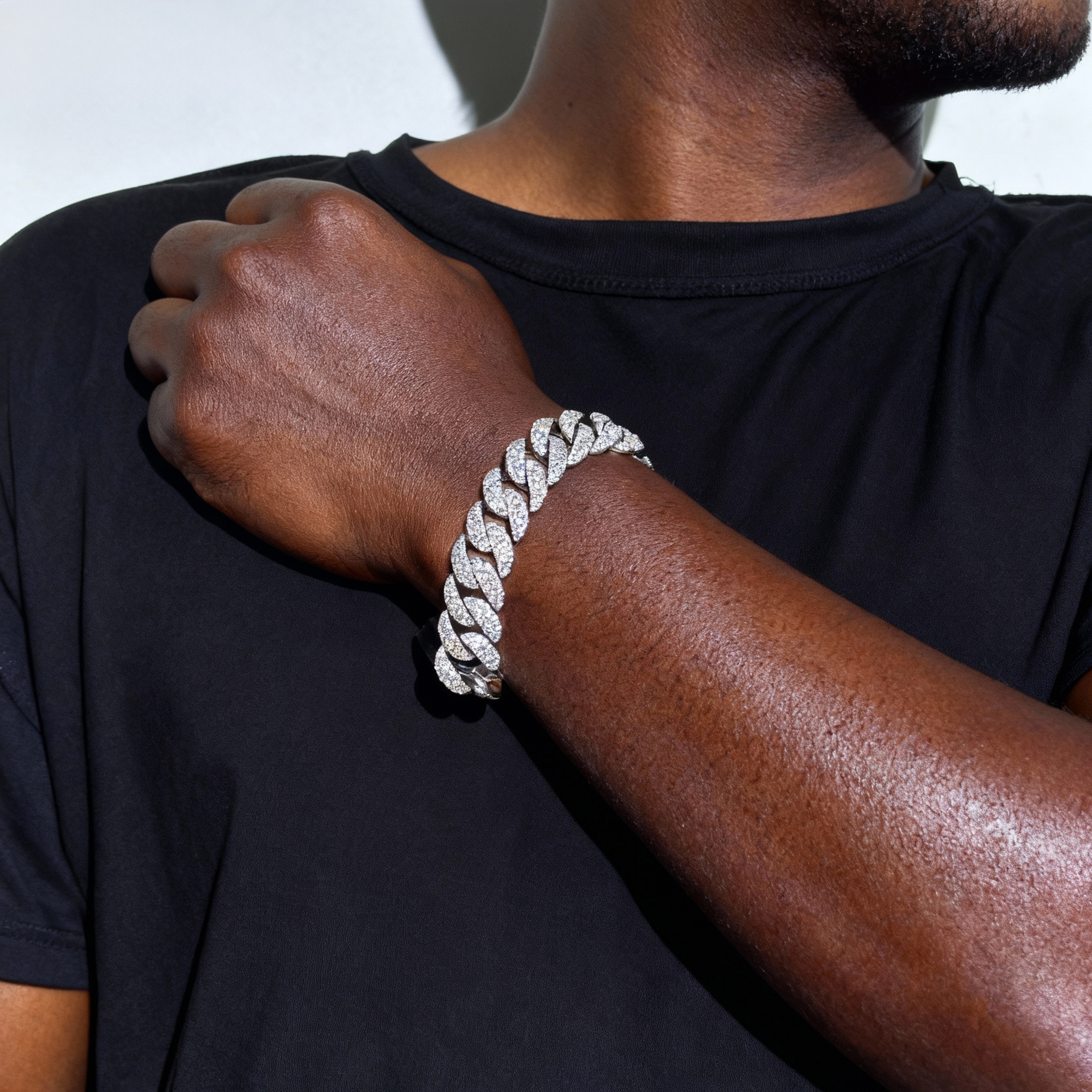 16mm Sterling Silver 3 Rows VVS Moissanite Full Mirco Setting 8.5