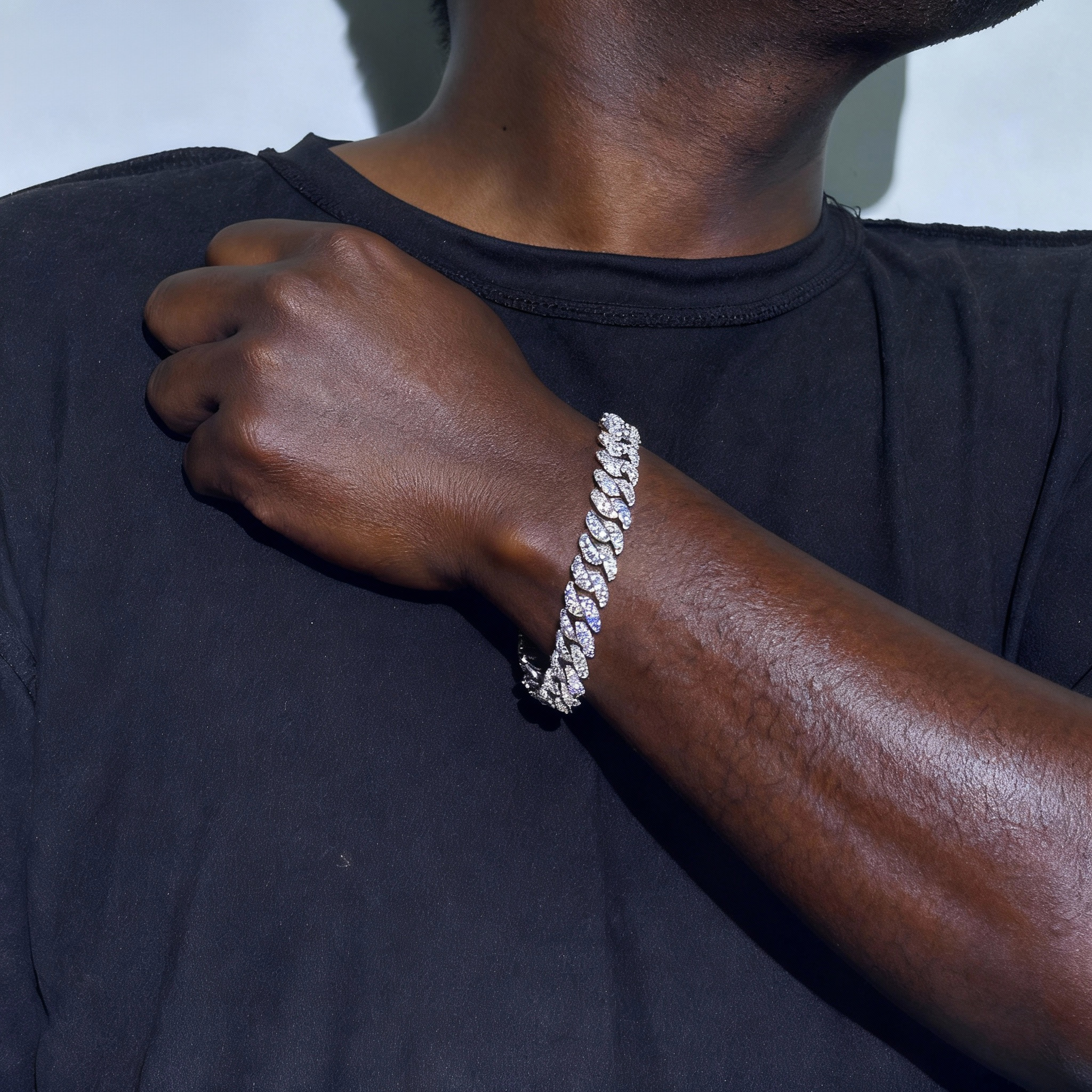 12mm Sterling Silver 2 Rows VVS Moissanite Full Mirco Setting 8.25