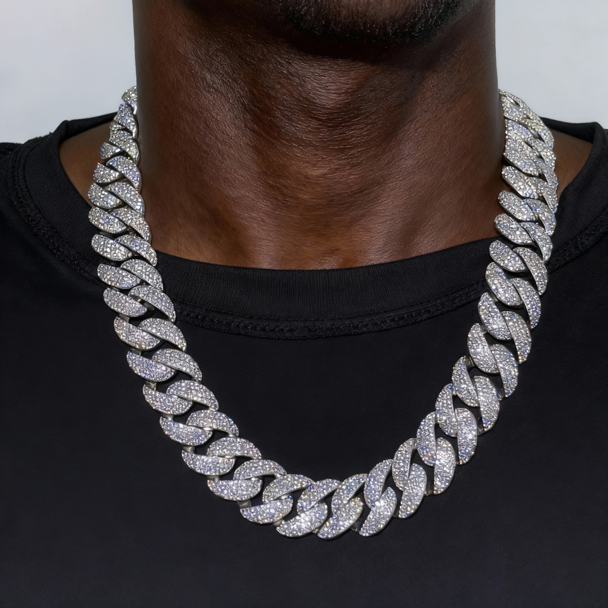 20mm Sterling Silver 4 Rows VVS Moissanite Full Mirco Setting 22