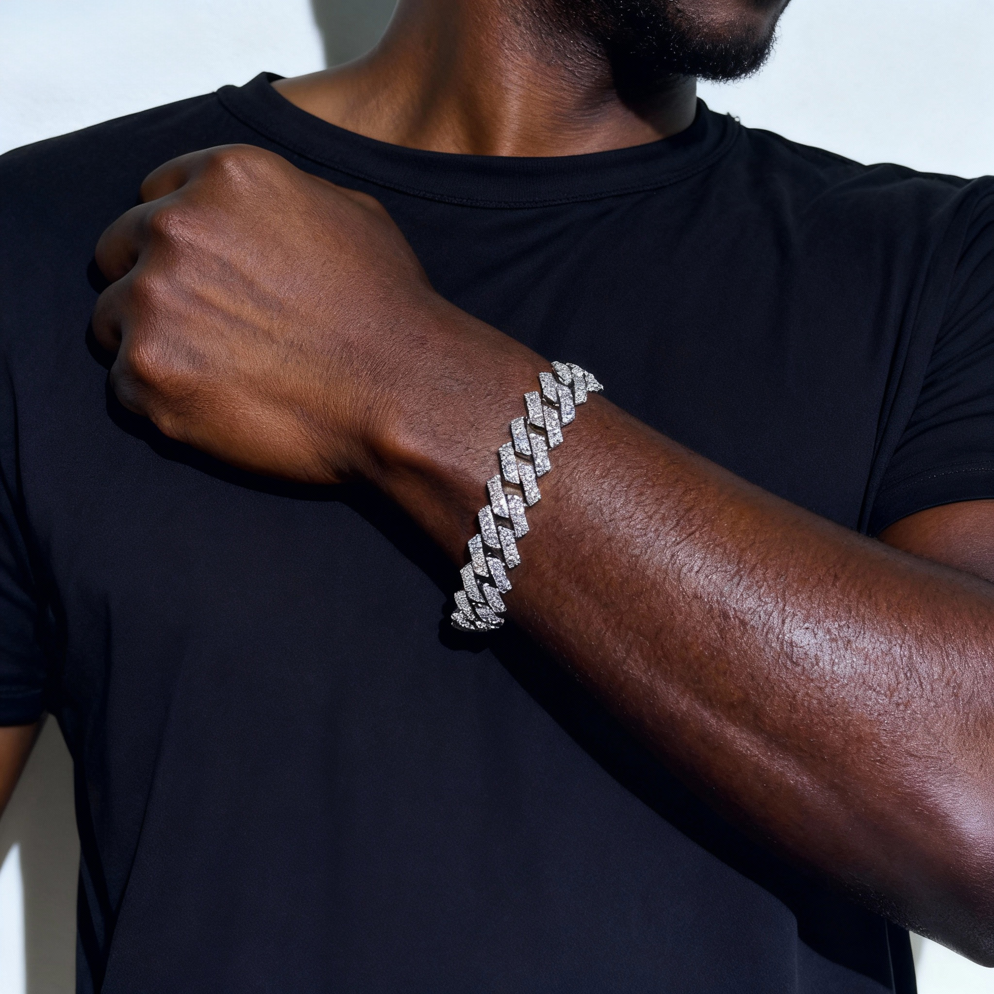 16mm Sterling Silver 3 Rows VVS Moissanite Full Mirco Setting 8