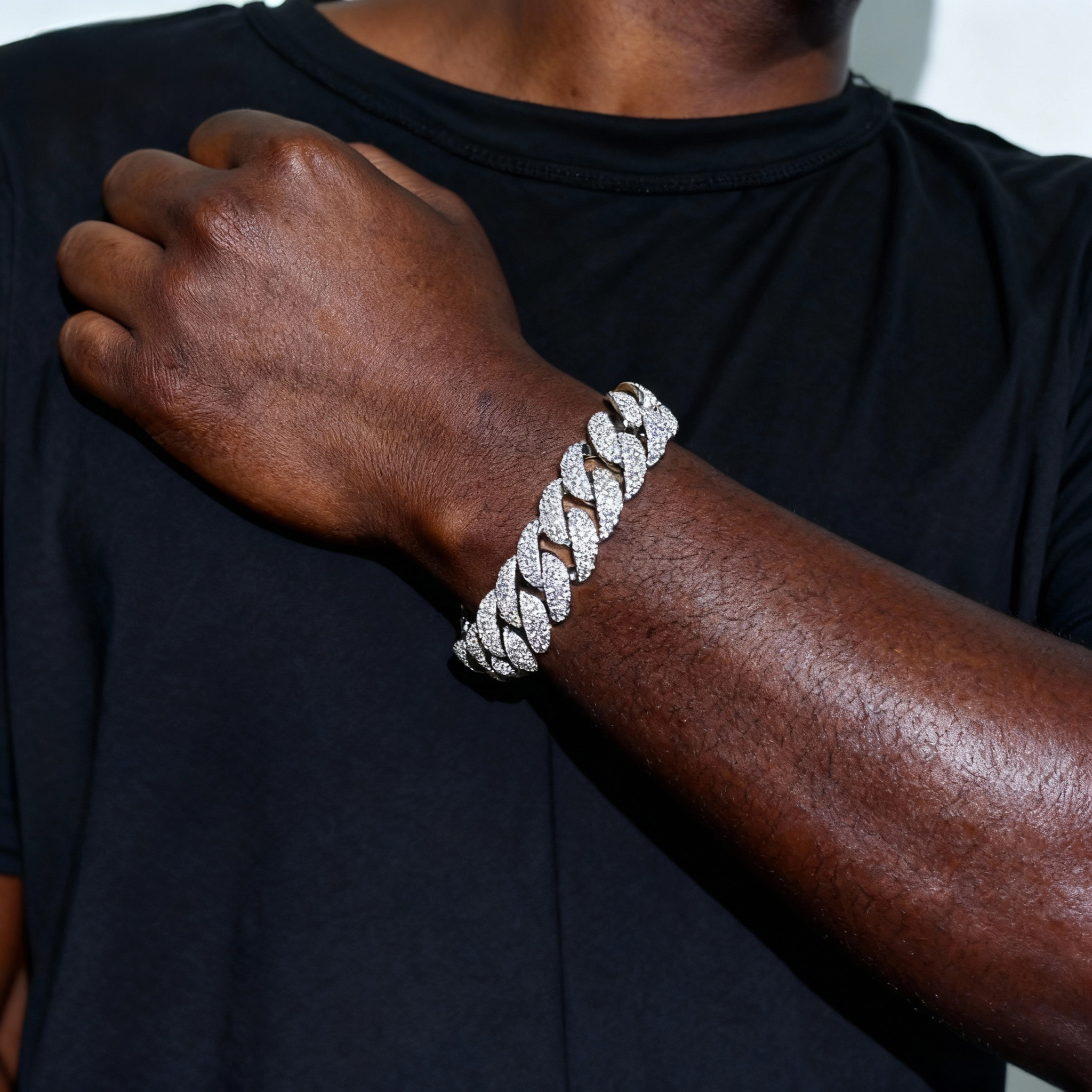 20mm Sterling Silver 4 Rows VVS Moissanite Full Mirco Setting 8