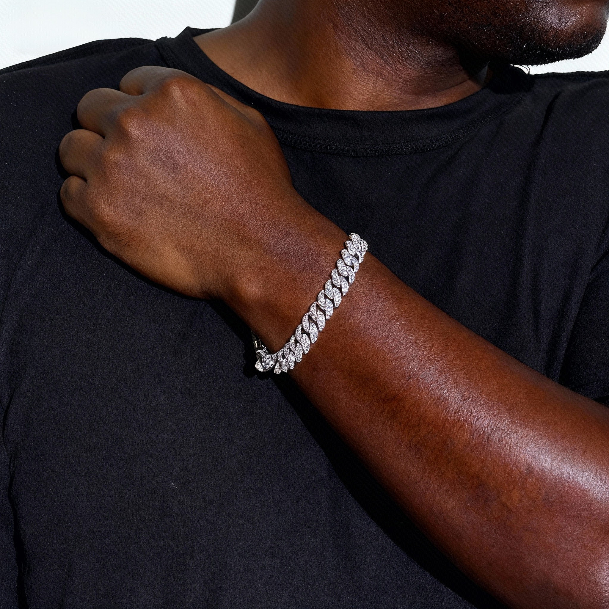 10mm Sterling Silver 2 Rows VVS Moissanite Full Mirco Setting 8