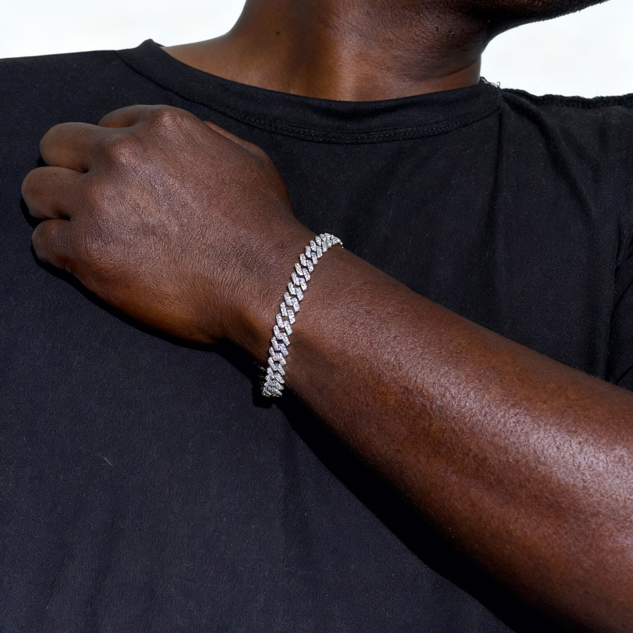 8mm Sterling Silver 2 Rows VVS Moissanite Full Mirco Setting 8.25