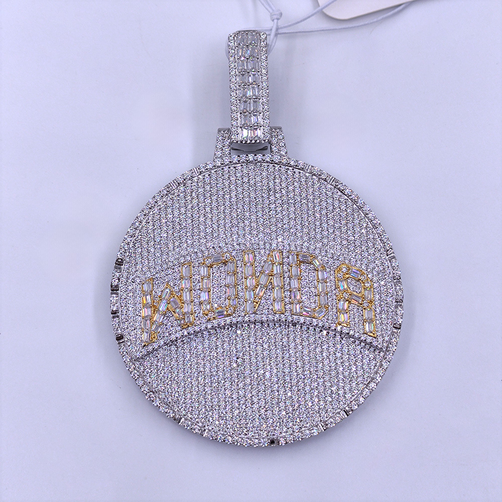 “Iced-Out HONOR Hip-Hop Pendant – 925 Silver VVS Moissanite Bling Statement Piece with Bold Reverse Lettering”HP-25007