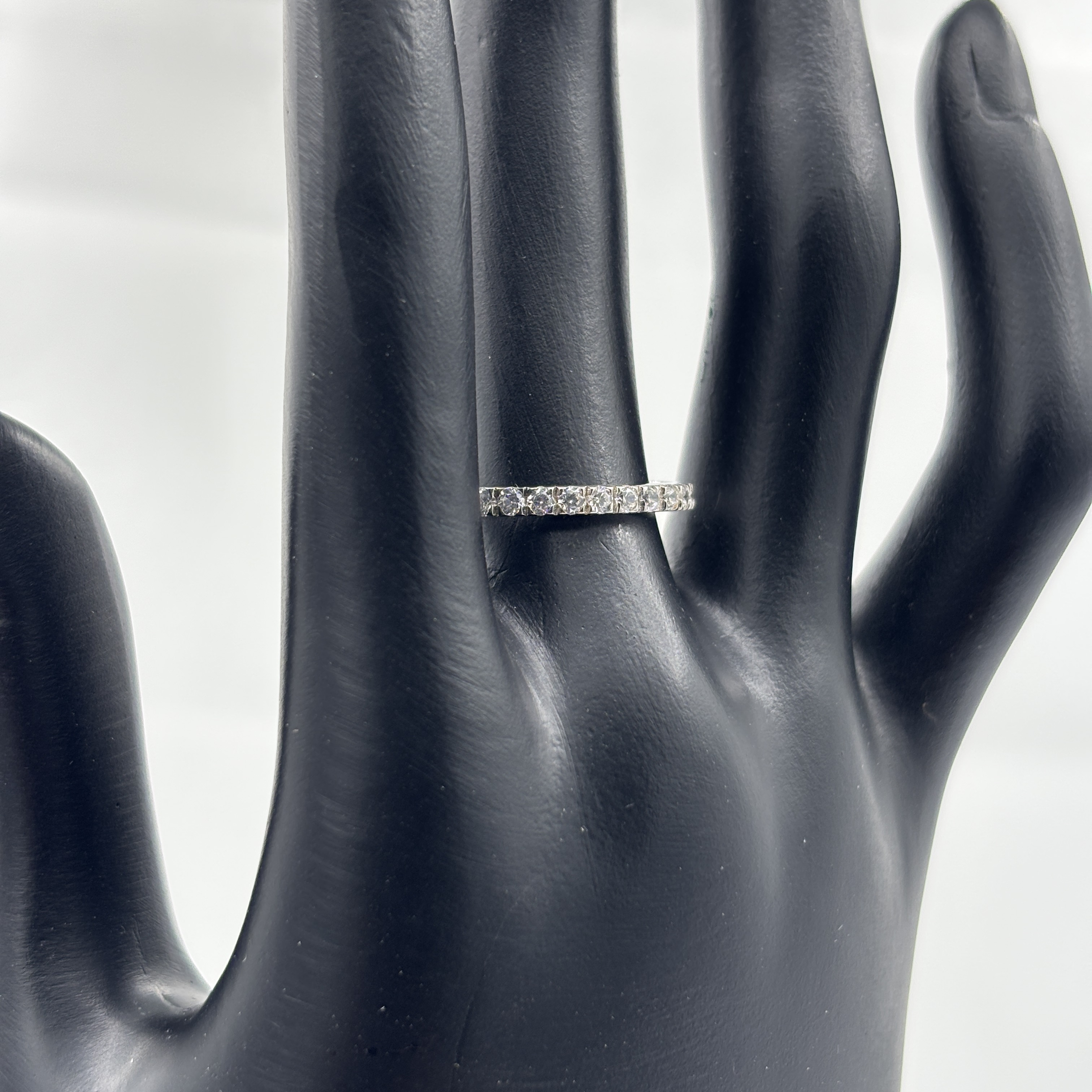 925 Sterling Silver Eternity Band Ring 1.8mm Round Moissanite Engagement Wedding Stackable Jewelry for Women