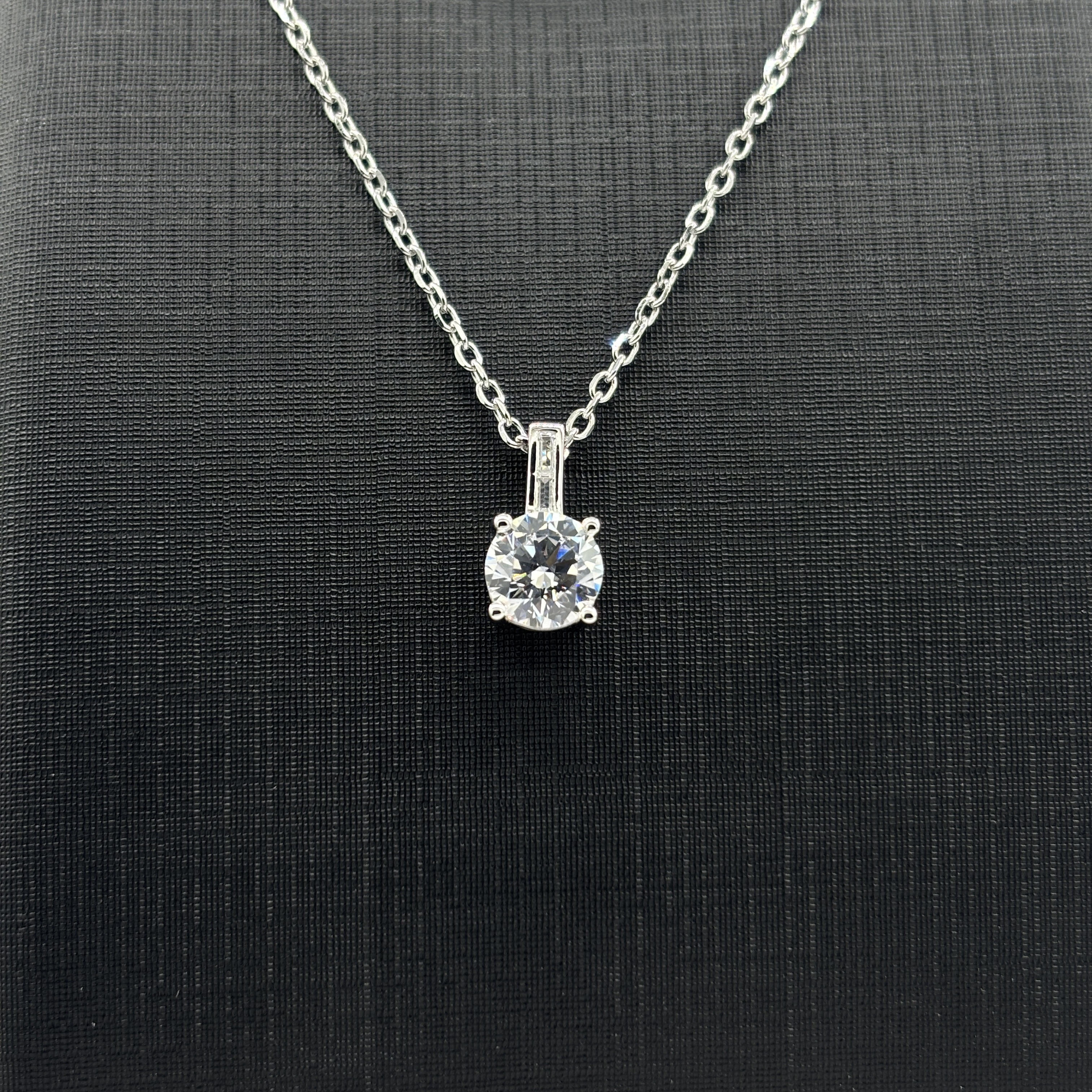 925 Sterling Silver Necklace with 1 Carat Moissanite Pendant - Classic Solitaire Design Sparkling Fine Jewelry for Women