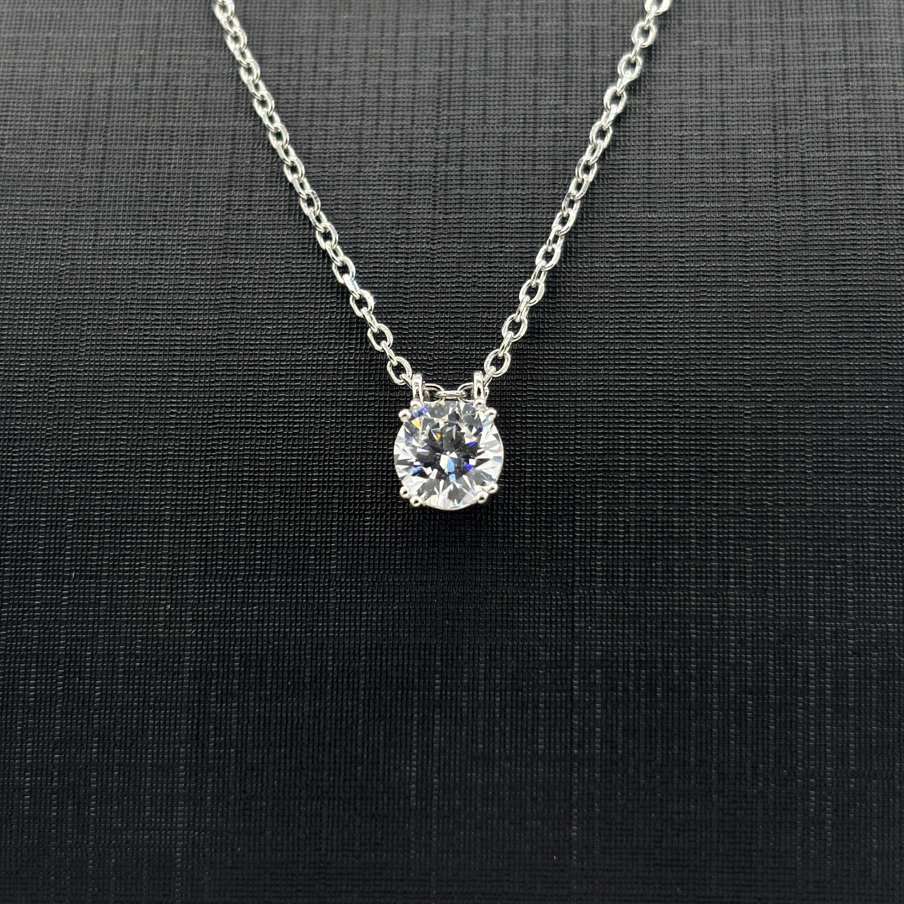 925 Sterling Silver Necklace 1 Carat Round Cut Moissanite Pendant - Classic Four-Prong Setting Minimalist Fine Jewelry for Women