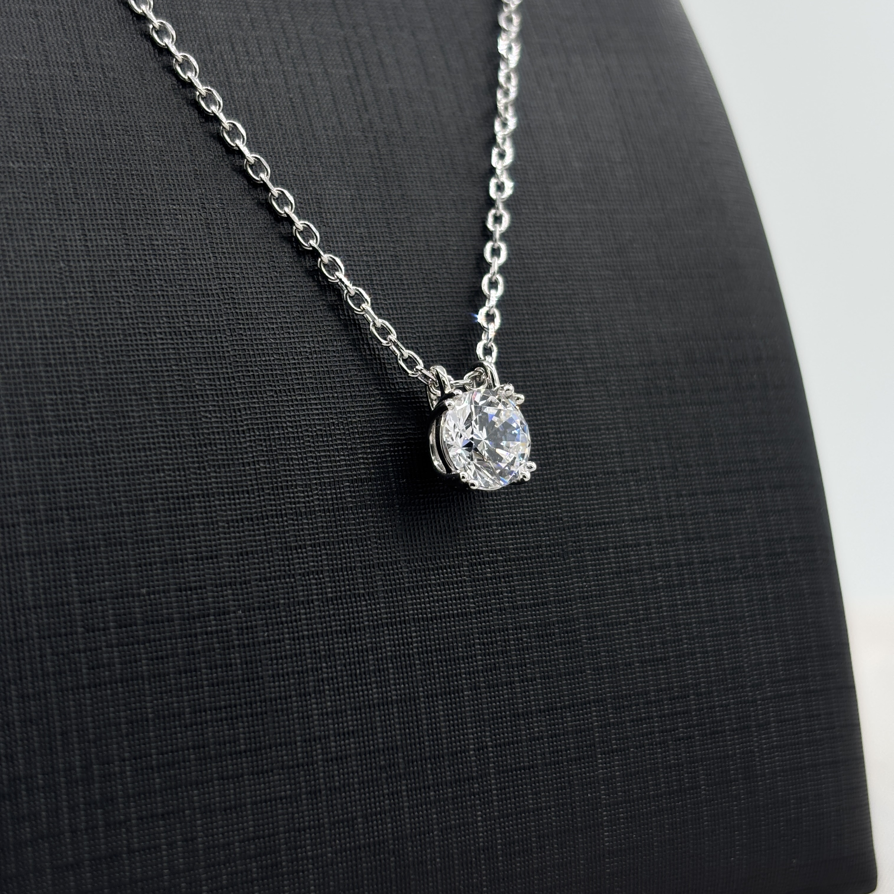 925 Sterling Silver Necklace 1 Carat Round Cut Moissanite Pendant - Classic Four-Prong Setting Minimalist Fine Jewelry for Women