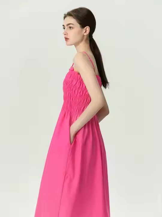 Highly Recommended Pink Ruffle A-Line Stylish Dress FoHighly Recommended Pink Ruffle A-Line Stylish Dress For Women By Indian Exporters Custom OEM Wholesale