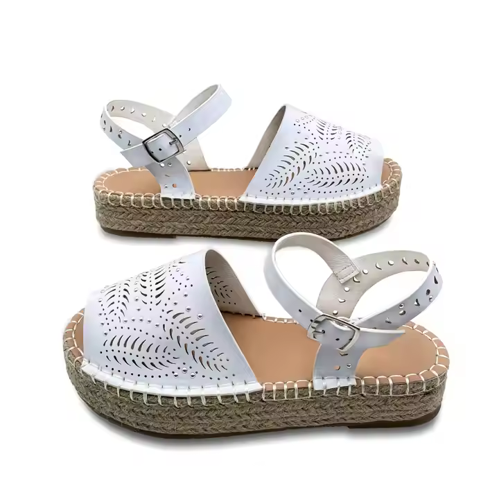 Factory Sale Hot Seller Female Sandals Jute Ladies Black/White Sandals Wearable In All Seasons 0.3Cm Heel