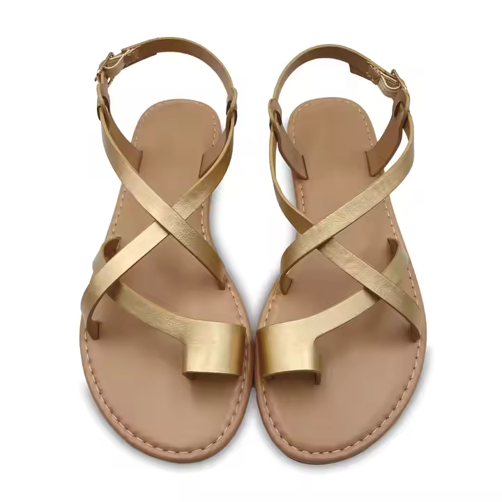 2024 New Trending Wholesale New Fashion Sandals Brown /Silver /Gold Sandals Affordable 0.3Cm Heel Peep Toes Sandals