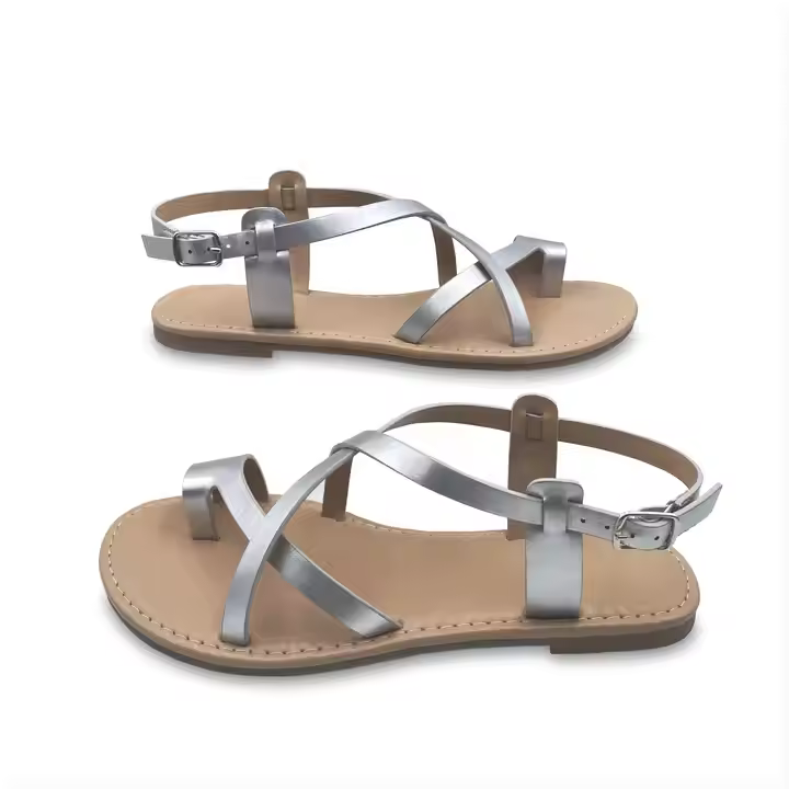 2024 New Trending Wholesale New Fashion Sandals Brown /Silver /Gold Sandals Affordable 0.3Cm Heel Peep Toes Sandals