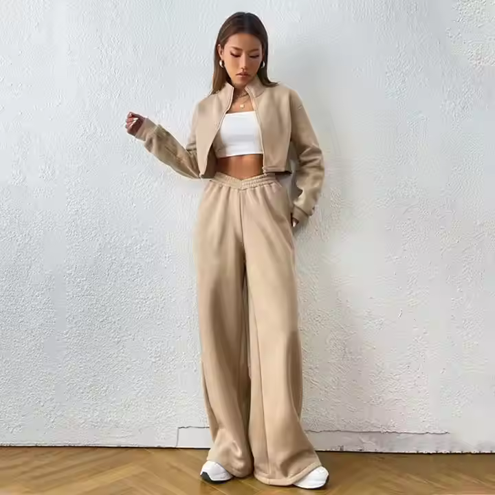 Wholesale Fleece Long Sleeves Track Suit Training & Jogging Training Wear Sportswear Women Tracksuit