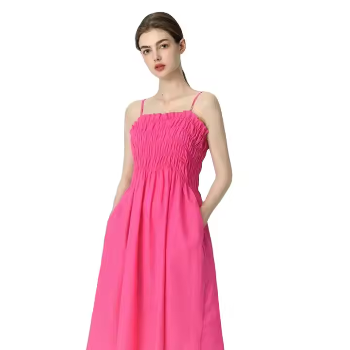Highly Recommended Pink Ruffle A-Line Stylish Dress FoHighly Recommended Pink Ruffle A-Line Stylish Dress For Women By Indian Exporters Custom OEM Wholesale