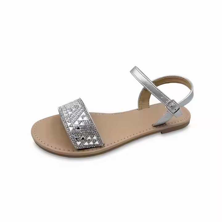 Factory Direct Supply Shoes Woman Sandals Black/ Silver Sandals For Women Other Logos Can Be Printed Fashion Women Flat Sandals