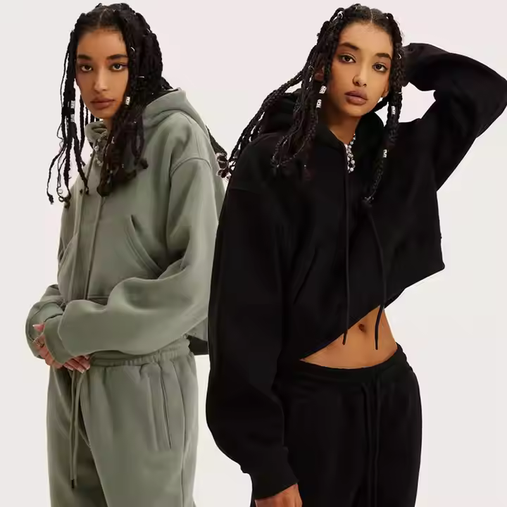 Fall Winter Women Fitness Outfits Custom Plain Hoodie Jogger Streetwear Blank Sweatshirt 2 Piece Women Sweatsuit Set Tracksuit